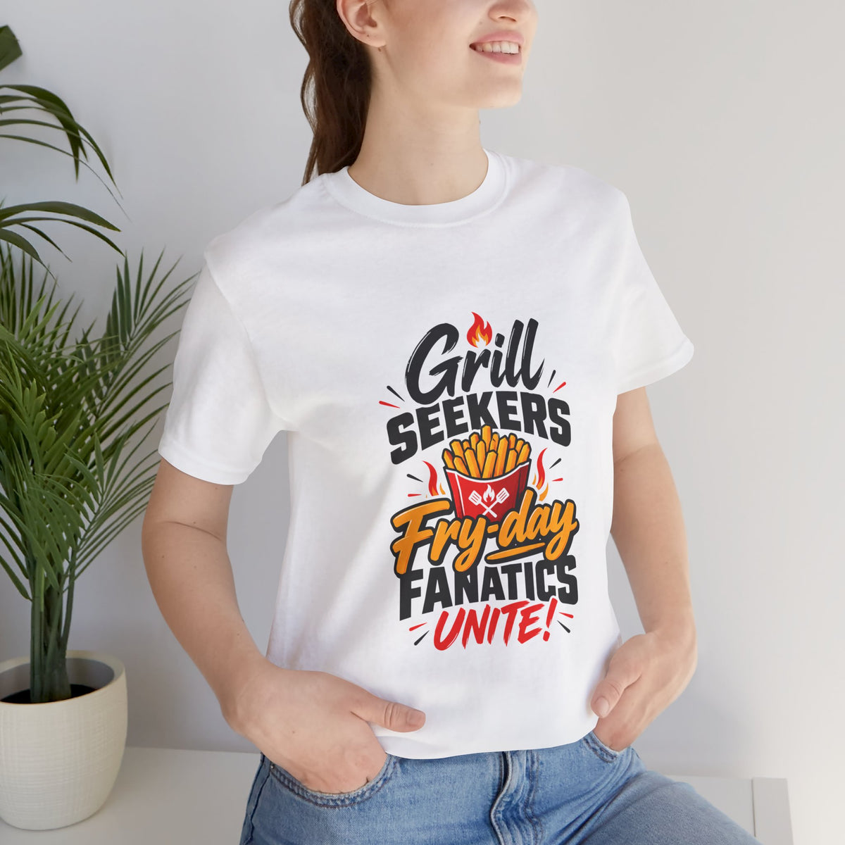 Grill Seekers Fry-day Fanatics Unite! Funny Foodie BBQ T-Shirt