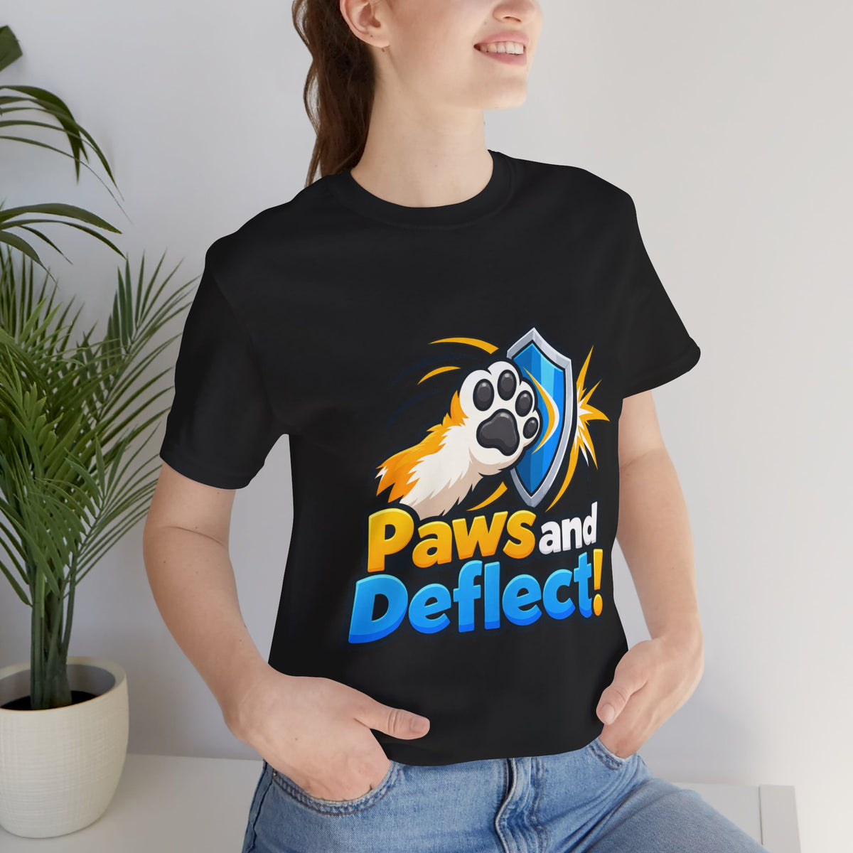 Paws and Deflect! Funny Pet Lover Gamer T-Shirt