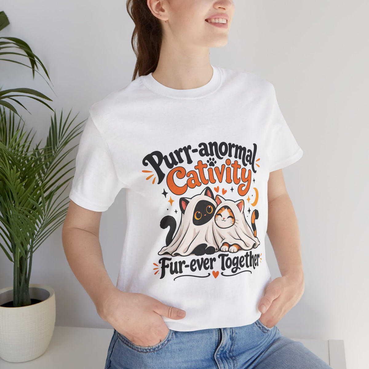Purr-anormal Cativity Fur-ever Together Funny Cat T-Shirt