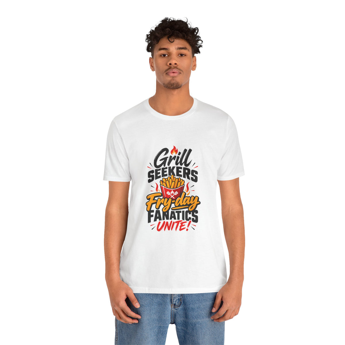 Grill Seekers Fry-day Fanatics Unite! Funny Foodie BBQ T-Shirt