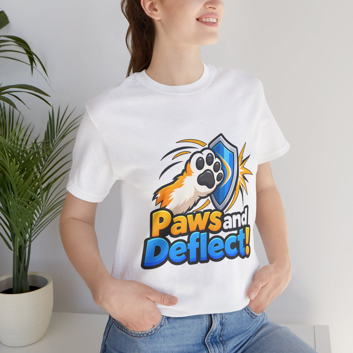 Paws and Deflect! Funny Pet Lover Gamer T-Shirt